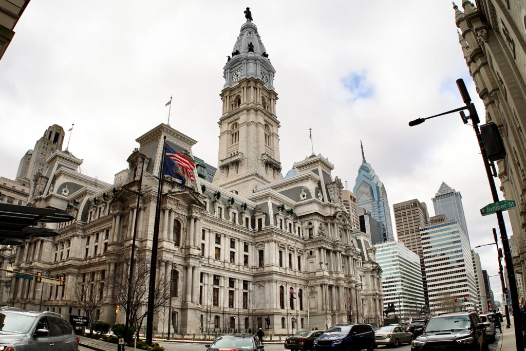 Philadelphia City Hall, northeast corner. (Emma Lee/WHYY) Philadelphia City Hall