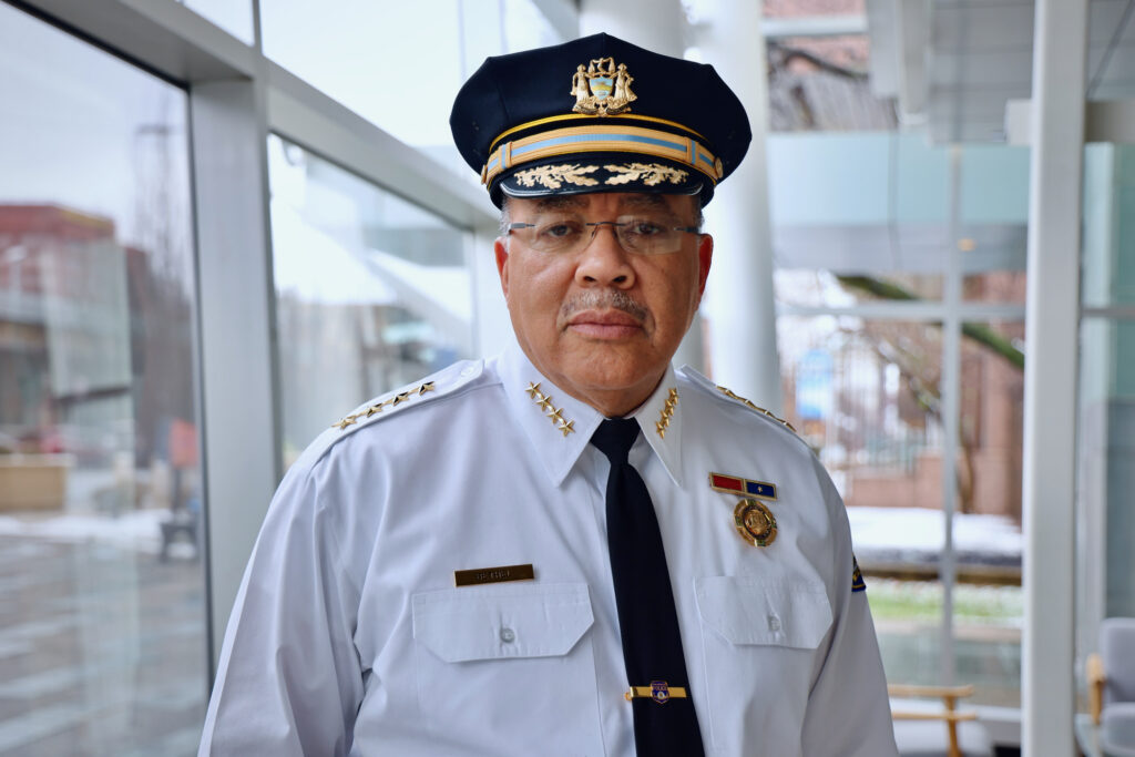 Philadelphila Police Commissioner Kevin Bethel at WHYY. (Emma Lee/WHYY) Philadelphila Police Commissioner Kevin Bethel at WHYY