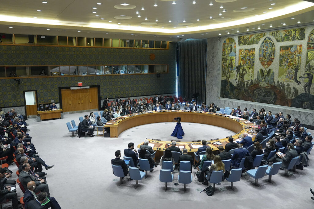 UN Israel Gaza The Security Council meets before voting on a resolution concerning a ceasefire in Gaza at United Nations headquarters, Tuesday, Feb. 20, 2024.