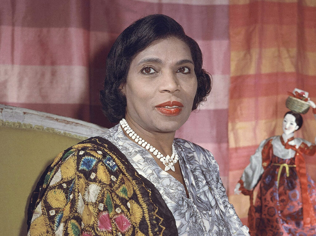 Marian Anderson Hall-Philadelphia Singer Marian Anderson appears in her New York apartment on Aug. 5, 1958.