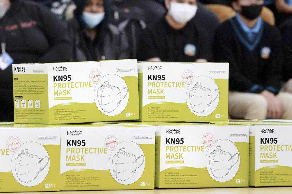 COVID Mask Free Speech New Jersey Boxes of KN95 masks