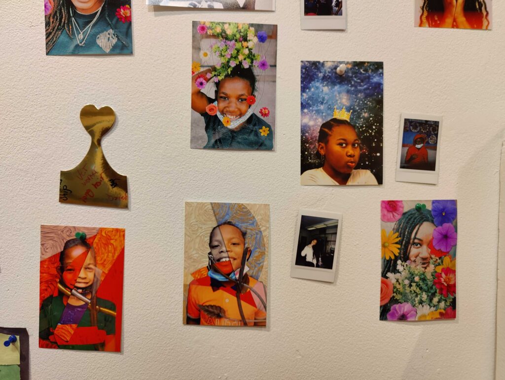 Detail of the wall collage in ''Eban Youth'' and Allens Lane Art Center.