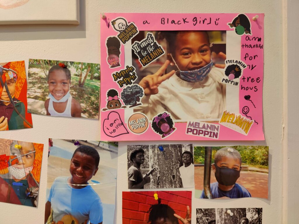 Detail of the wall collage in ''Eban Youth'' and Allens Lane Art Center.