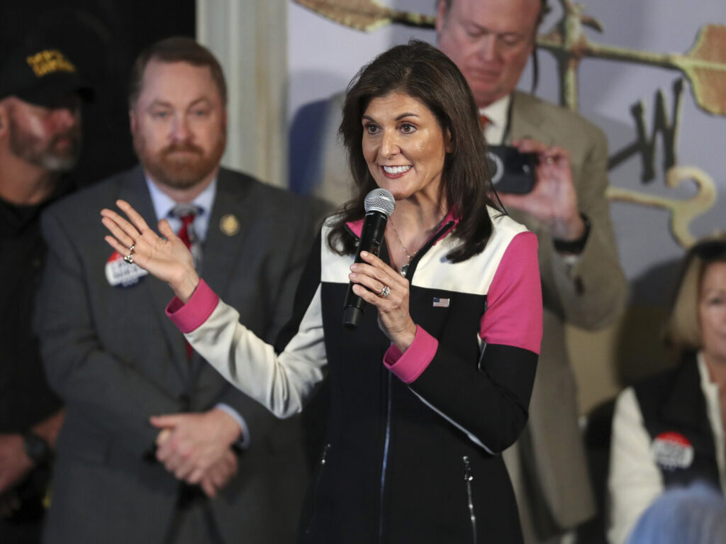 Ambassador Nikki Haley Republican presidential candidate former UN Ambassador Nikki Haley speaks at a campaign event on Thursday, Feb. 1, 2024, in Columbia, S.C.
