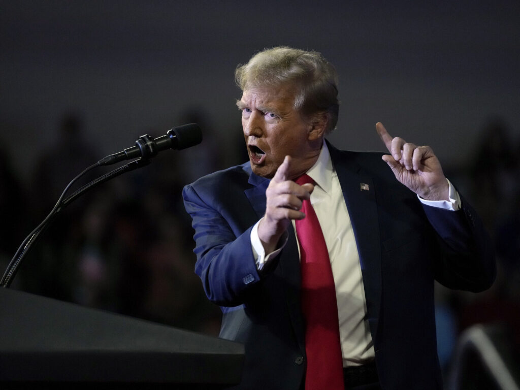 Donald Trump Republican presidential candidate former President Donald Trump speaks at a Get Out The Vote rally at Coastal Carolina University in Conway, S.C., Saturday, Feb. 10, 2024.