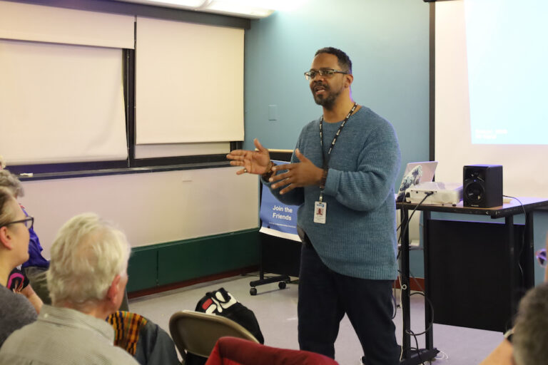 Eric Marsh, Sr., speaks at a community event