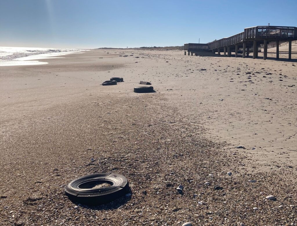 delaware-beach-tires-2024-02-01-1 Tires strewn along the beach