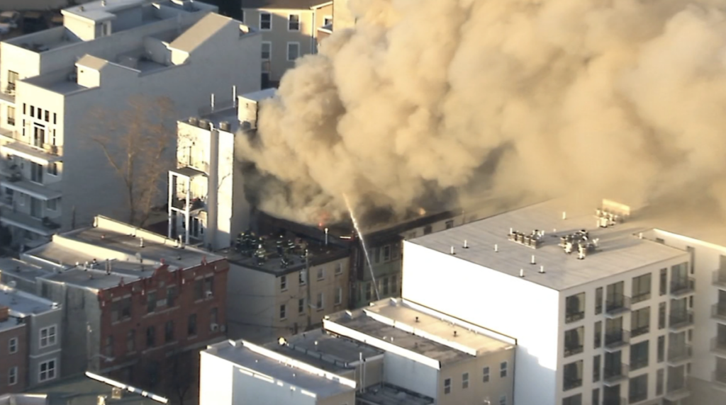 francisville-fire-philly-wpvi A massive fire is seen overhead in Francisville, Philadelphia