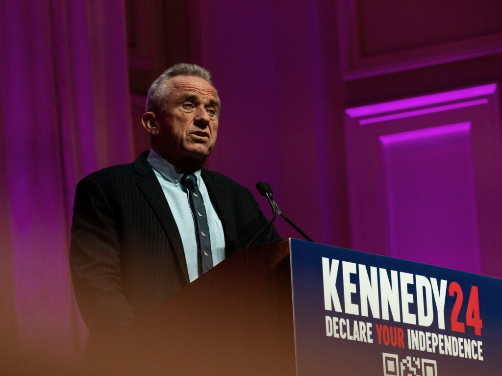 Presidential Candidate Robert F. Kennedy Jr. Speaks In Grand Rapids, Michigan Presidential Candidate Robert F. Kennedy Jr. Speaks In Grand Rapids, Michigan