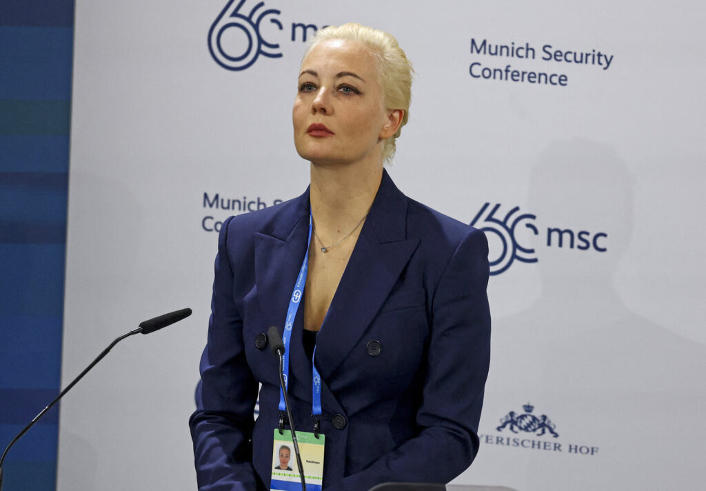 TOPSHOT-GERMANY-DIPLOMACY-POLITICS-SECURITY-MSC Yulia Navalnaya, wife of late Russian opposition leader Alexei Navalny, attends the Munich Security Conference in Munich, Germany, on Feb. 16, on the day it was announced that Alexei Navalny had died.