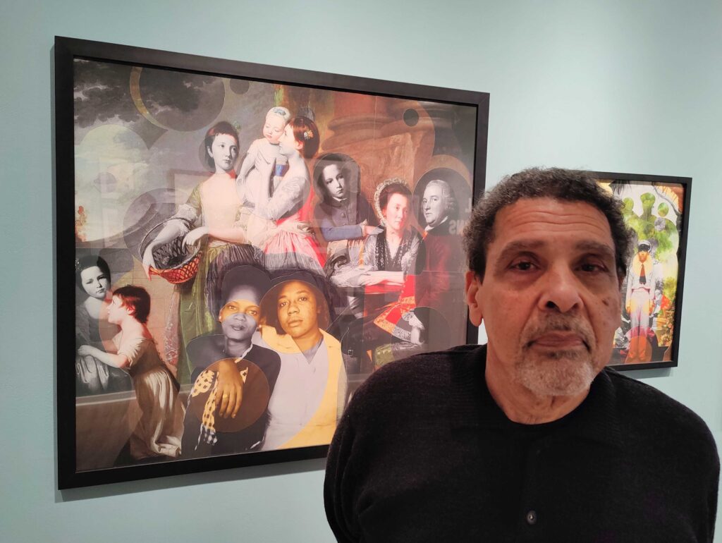 image (5) Artist Gary Burnley with his ''The Leigh Family'' (2020) at the Print Center in Philadelphia.