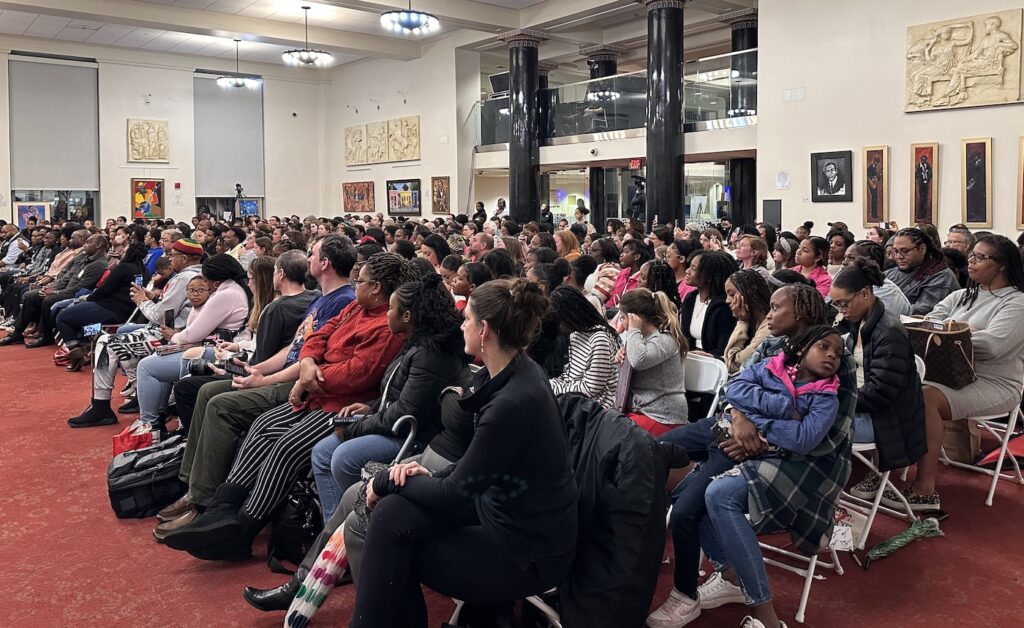 A view of the audience in the packed room.