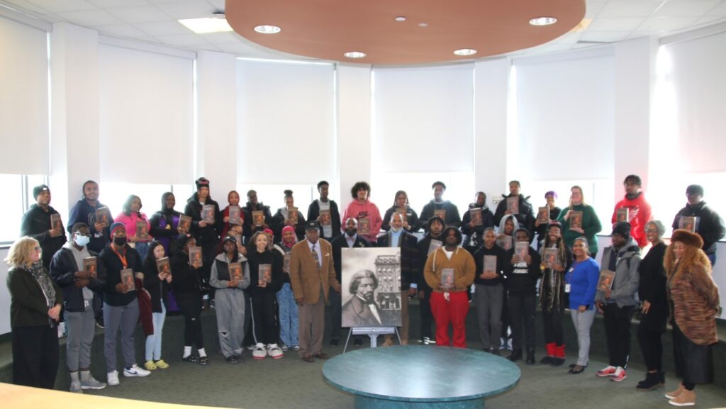 Kevin Douglass Greene with students from School of the Future
