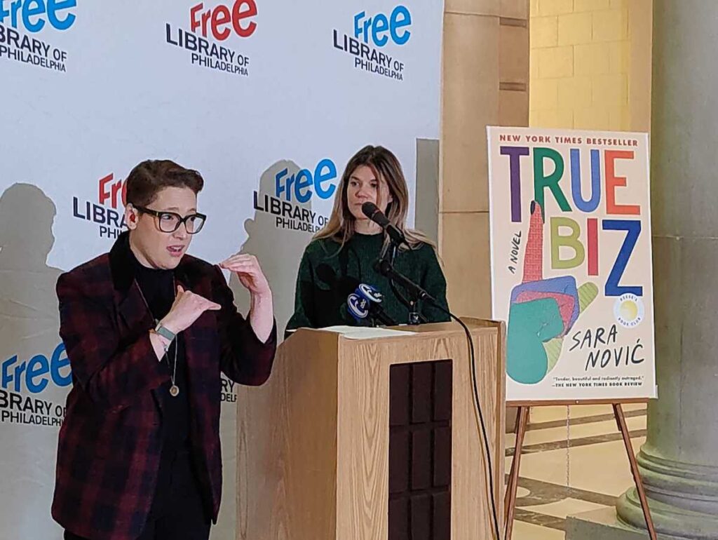 true-biz-one-book-one-philadelphia-1 Sara Novic speaks at an event