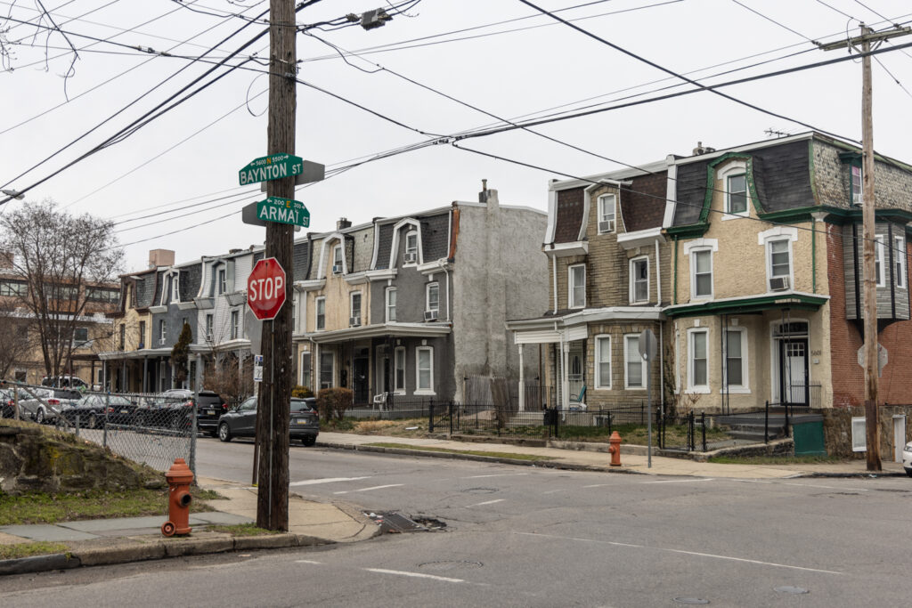 Homes in Philadelphia’s Germantown neighborhood. (Kimberly Paynter/WHYY) Rowhomes