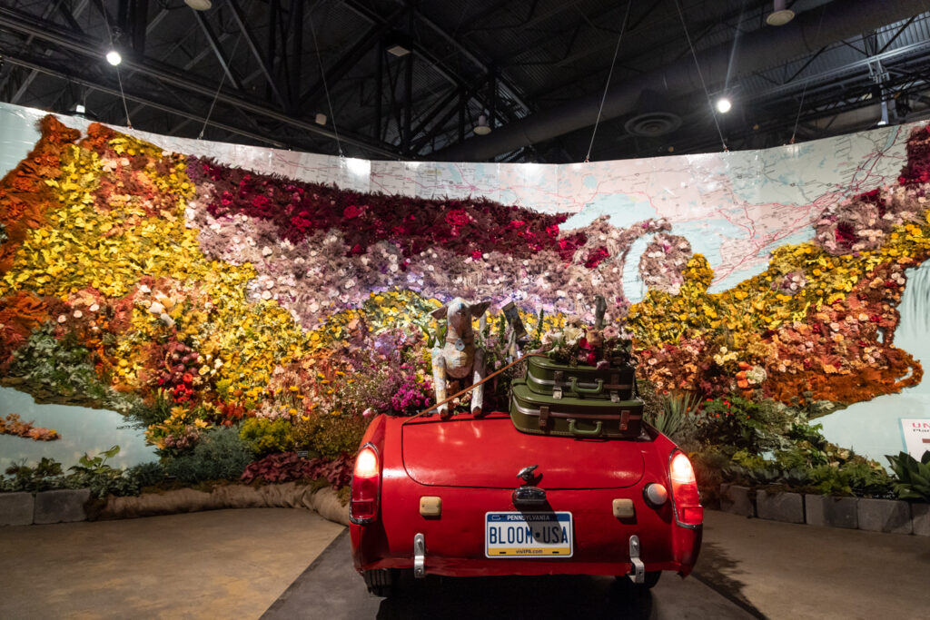 Installation at the Flower Show with a car