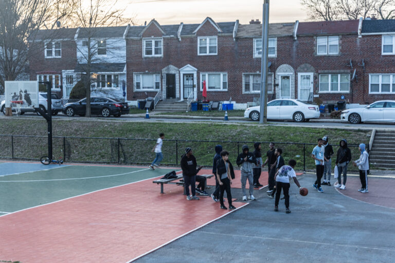 Kids play on a playground