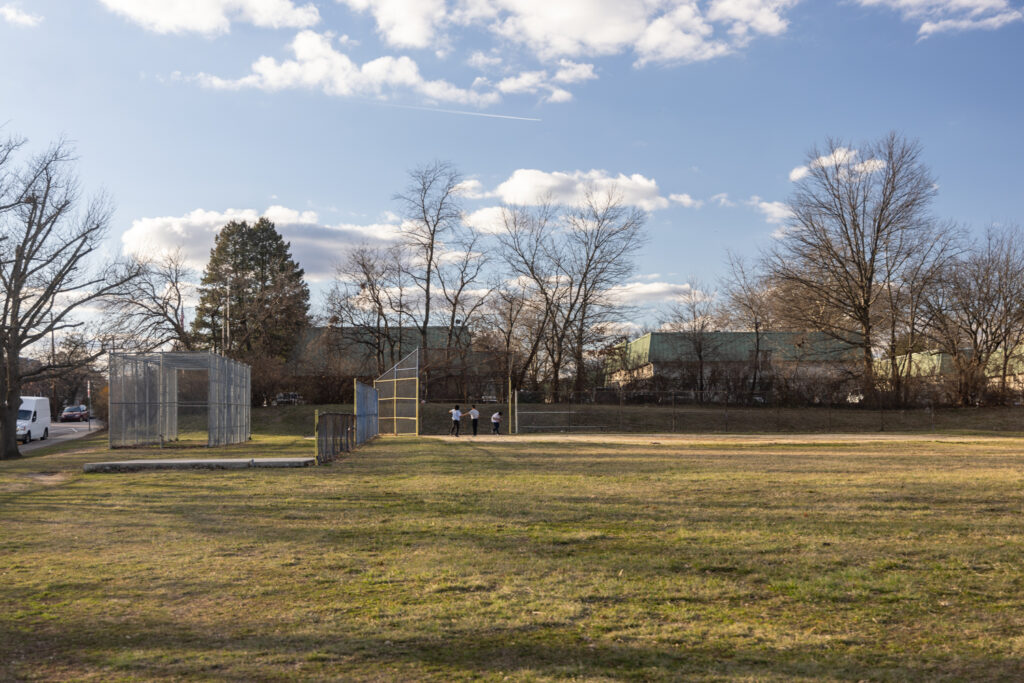 A baseball field on a sunny day