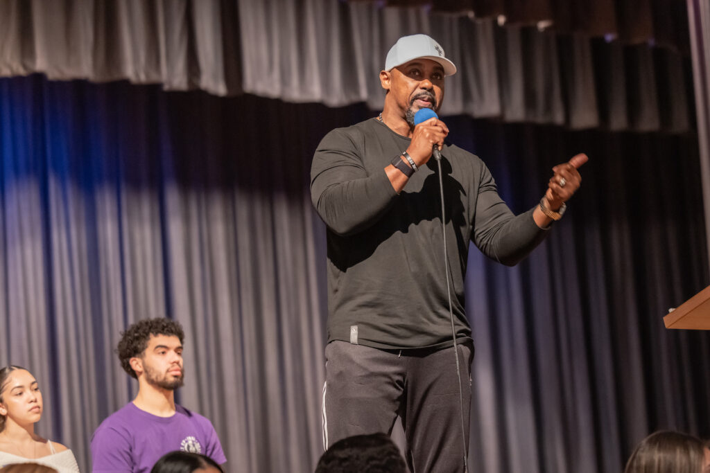 Brian Dawkins speaking on stage