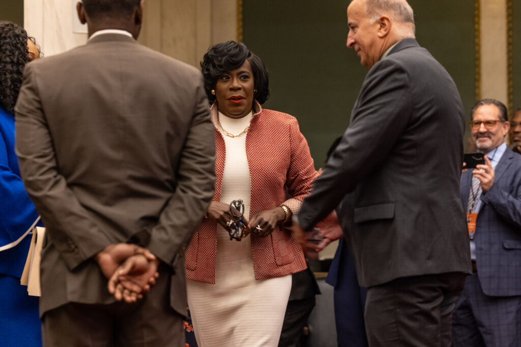 03 14 2024 k paynter reduced size mayor parker budget address-6 Cherelle Parker entering City Council at City Hall