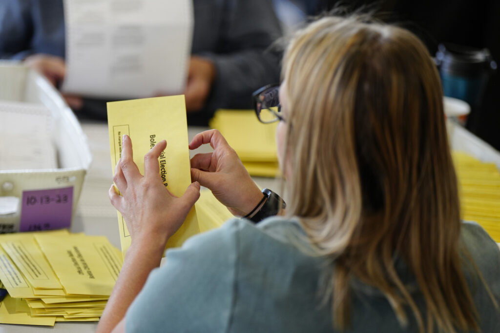 Election Day in the Lehigh Valley An election worker is sorting mail-in ballots