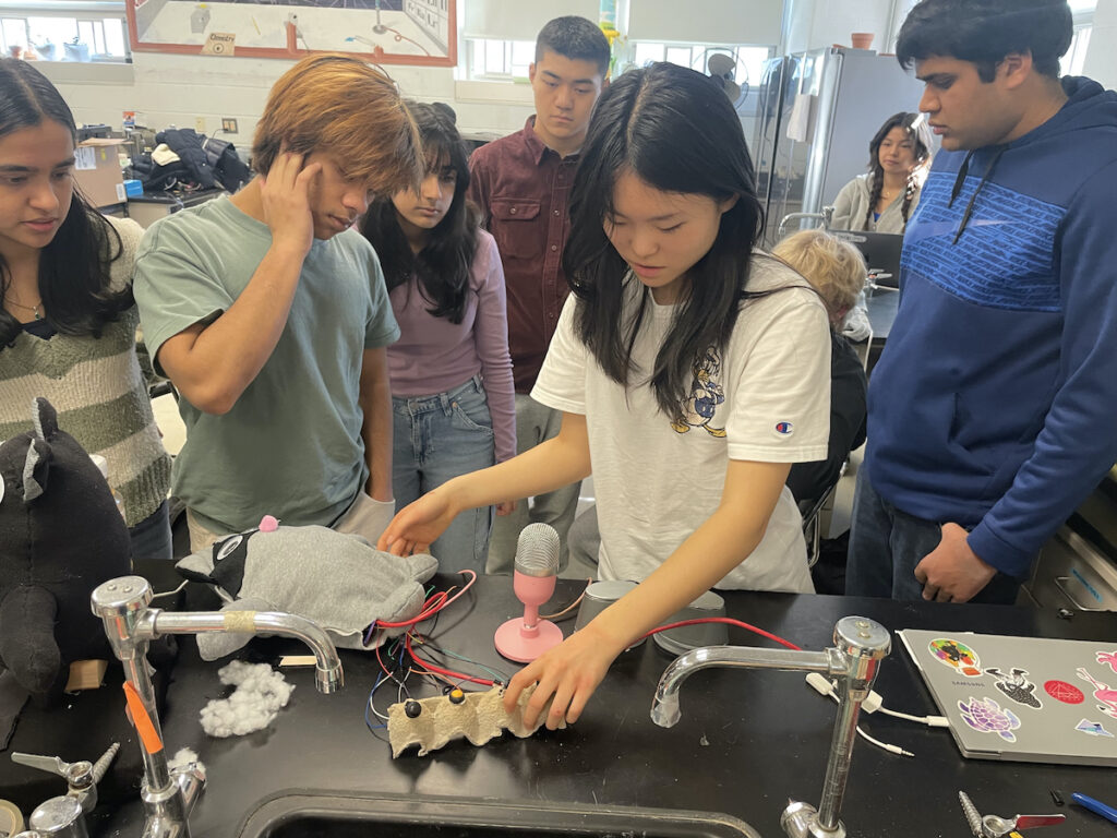 2024 02 16 k burns-Princeton High School 1 Some Princeton High School students working on of the prototypes they are developing for their entry in Samsung Electronics' Solve for Tomorrow competition