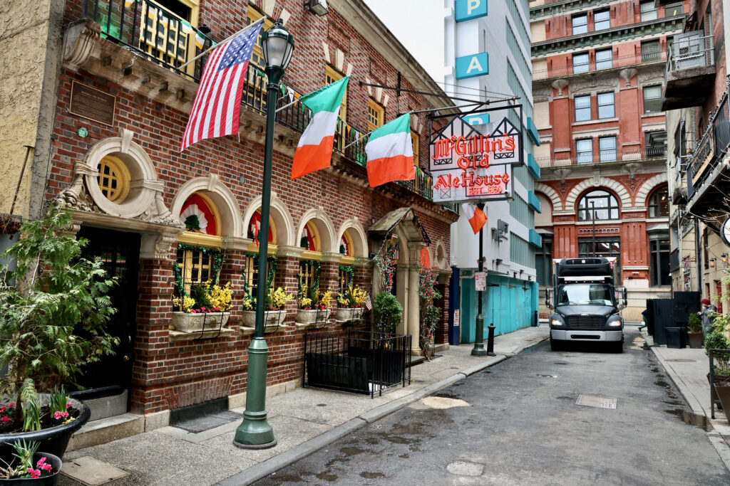 2024-03-07-e-lee-philadelphia-mcgillins-old-ale-house-st-patricks-day-exterior McGillins Old Ale House on Drury Street in Center City is reputed to be the oldest bar in Philadelphia. (Emma Lee/WHYY)