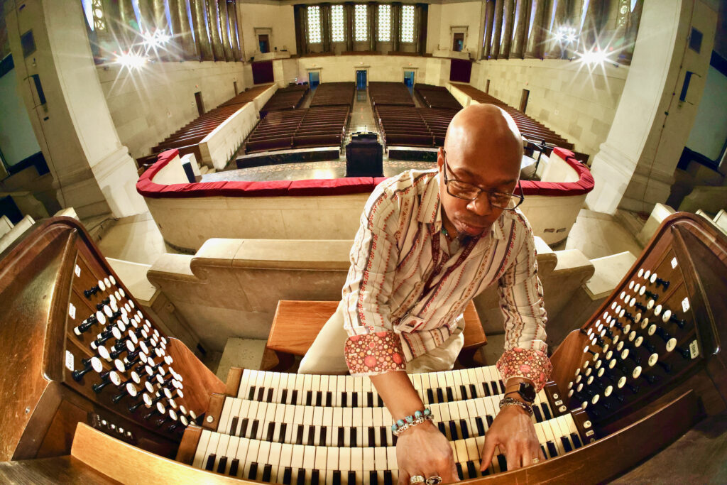 2024 03 13-e lee-paul eaton-philadelphia girard college-organ festival chapel Paul Eaton, chair of fine arts at Girard College, plays the organ in the college chapel.