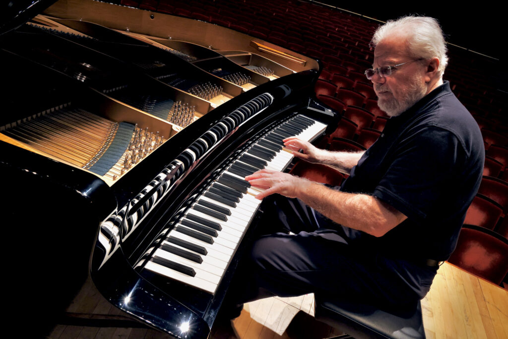 Classical pianist Emanuel Ax plays on the curved keyboard of a Maene-Viñoly concert grand piano