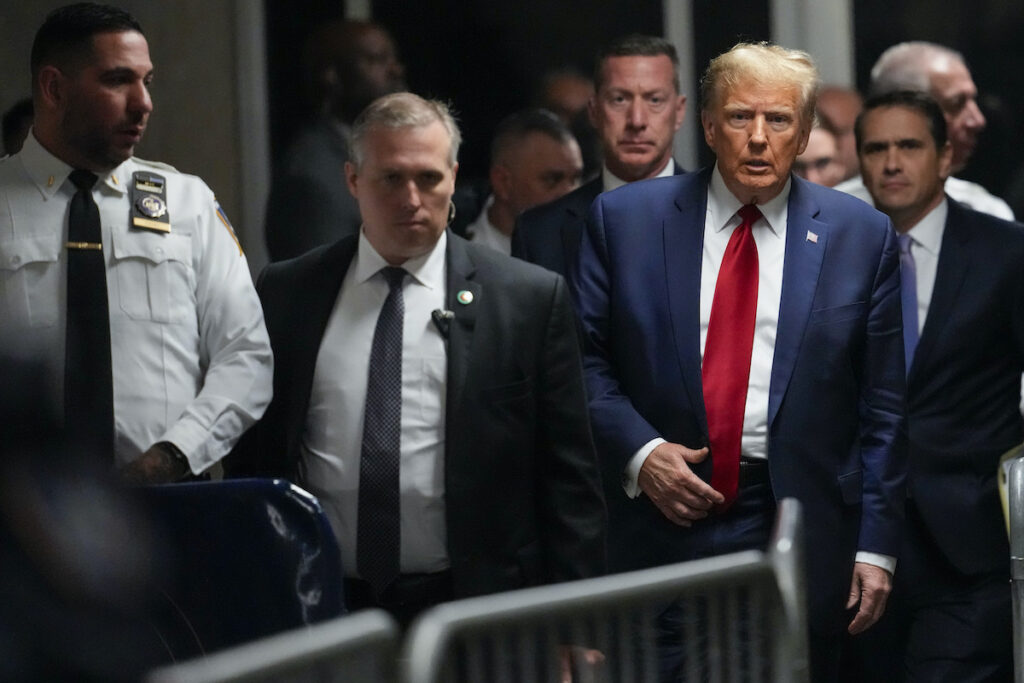 Trump Hush Money File photo: Former President Donald Trump leaves Manhattan criminal court, Feb. 15, 2024, in New York.