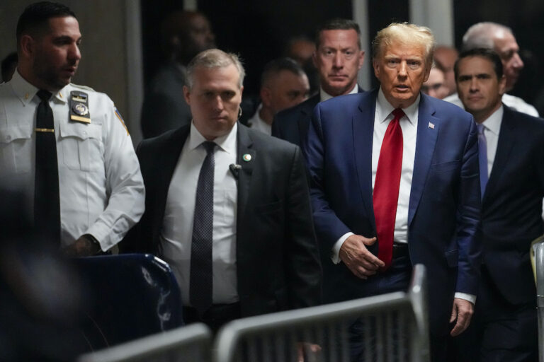 File photo: Former President Donald Trump leaves Manhattan criminal court, Feb. 15, 2024, in New York.