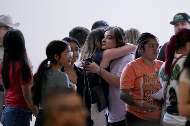 Family members arrive for a special city council meeting in Uvalde, Texas, Thursday, March 7, 2024. Almost two years after the deadly school shooting in Uvalde that left 19 children and two teachers dead, the city council met to discuss the results of an independent investigation it requested into the response by local police officers.