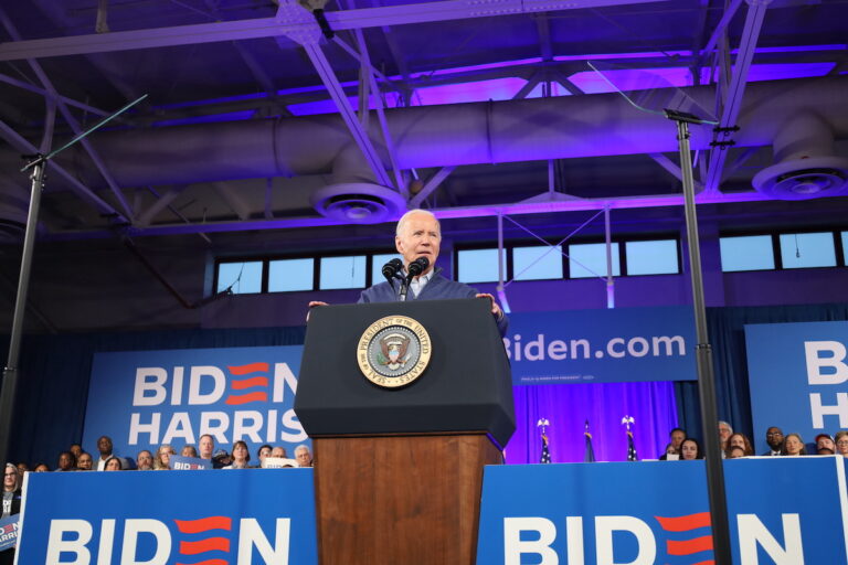 President Biden speaks at a podium