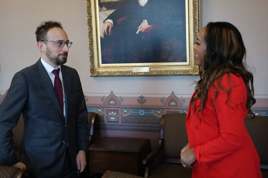 Jon Donenberg (Deputy Director, Economic Policy Council) with WHYY City Education reporter Amanda