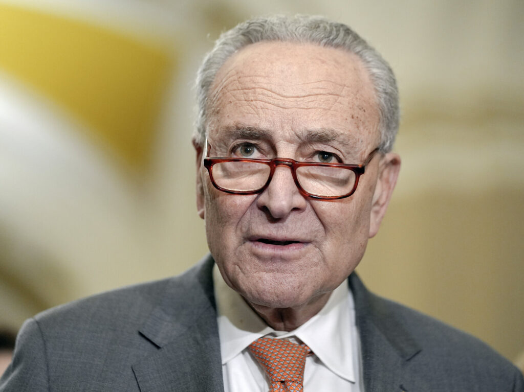 Schumer. Sen. Majority Leader Chuck Schumer of N.Y., talks after a policy luncheon on Capitol Hill Wednesday, March 6, 2024, in Washington.