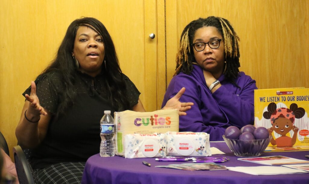 bridging-blocks-reproductive-rights-CS-02 Tamika Nwalipenja (left) speaks during an WHYY Bridging Blocks event