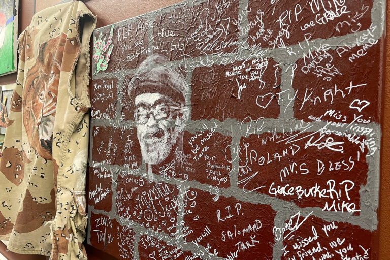 Artwork on display on the wall.