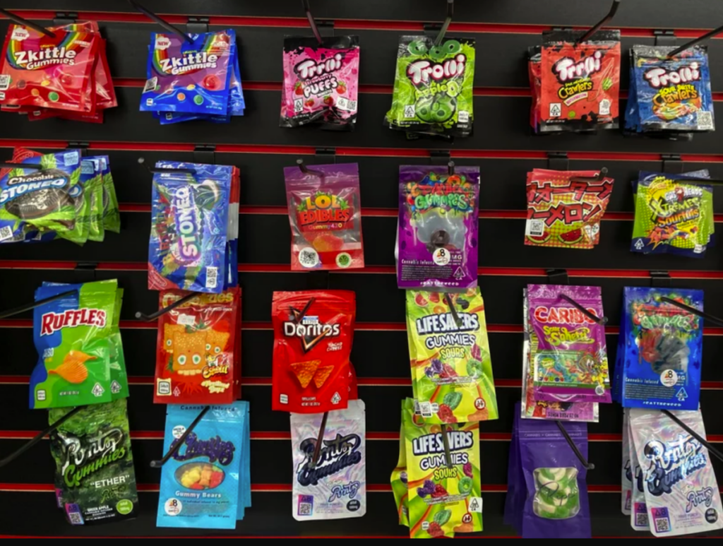 Snacks on a shelf