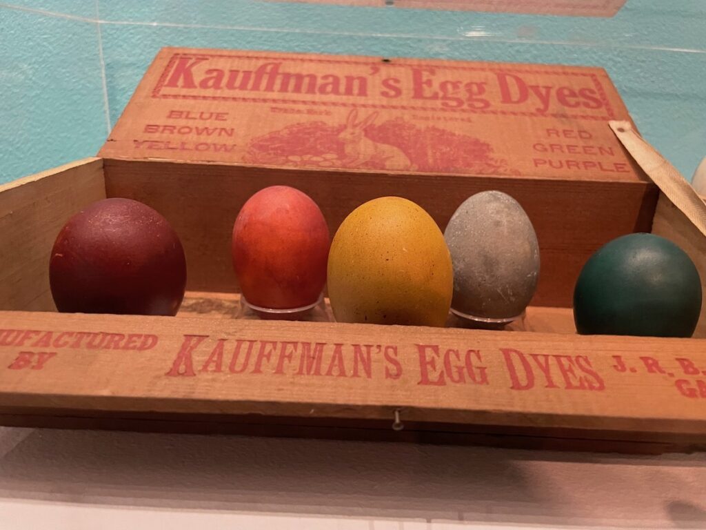 Decorated eggs on display