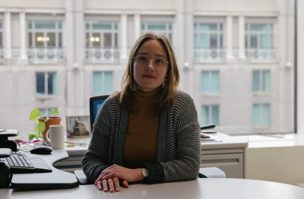 Rachel Mulbry sitting in her office