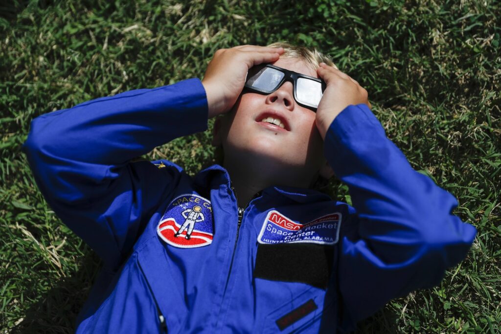 Tyler Hanson Tyler Hanson, of Fort Rucker, Ala., watches the sun moments before the total eclipse, Monday, Aug. 21, 2017, in Nashville, Tenn.
