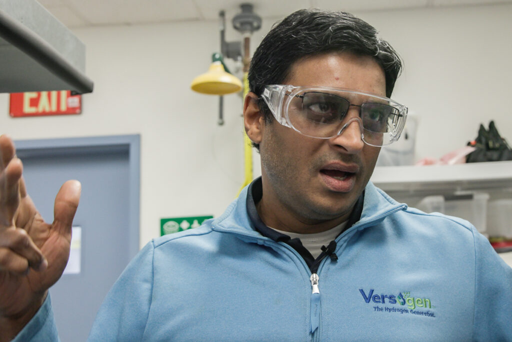 04 25 2024 k paynter reduced green hydrogen-2 Balsu Lakshmanan, CTO of Versogen, inside his research lab