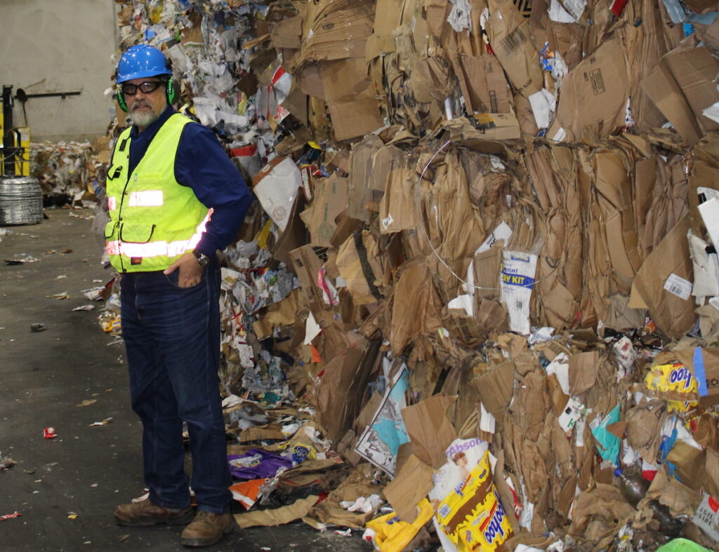 Environmental consultant Wayne DeFeo surveys the daily collection at the Robert C. Shinn, Jr. Recycling Center in Westampton, NJ. (Grant Hill/WHYY) Environmental consultant Wayne DeFeo surveys the daily collection at the Robert C. Shinn, Jr. Recycling Center in Westampton, NJ. (Grant Hill/WHYY)