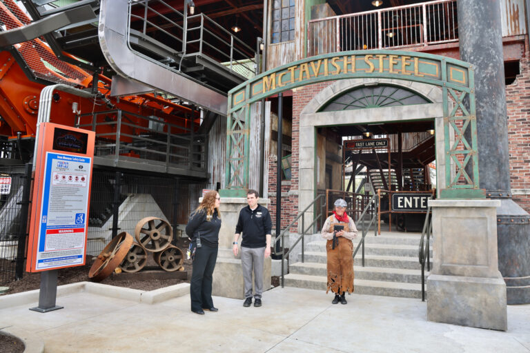 A Dorney Park host dressed as an impoverished steelworker