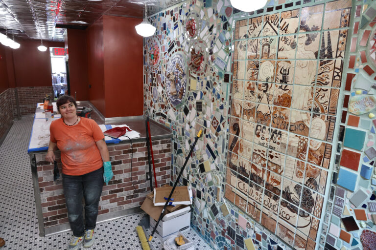 Isaiah Zagar mosaics in the restaurant