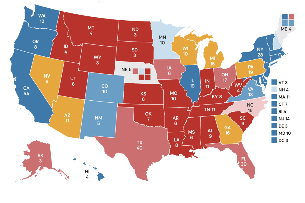 2024-electoral-map-042324 An electoral map of the U.S. for the 2024 election