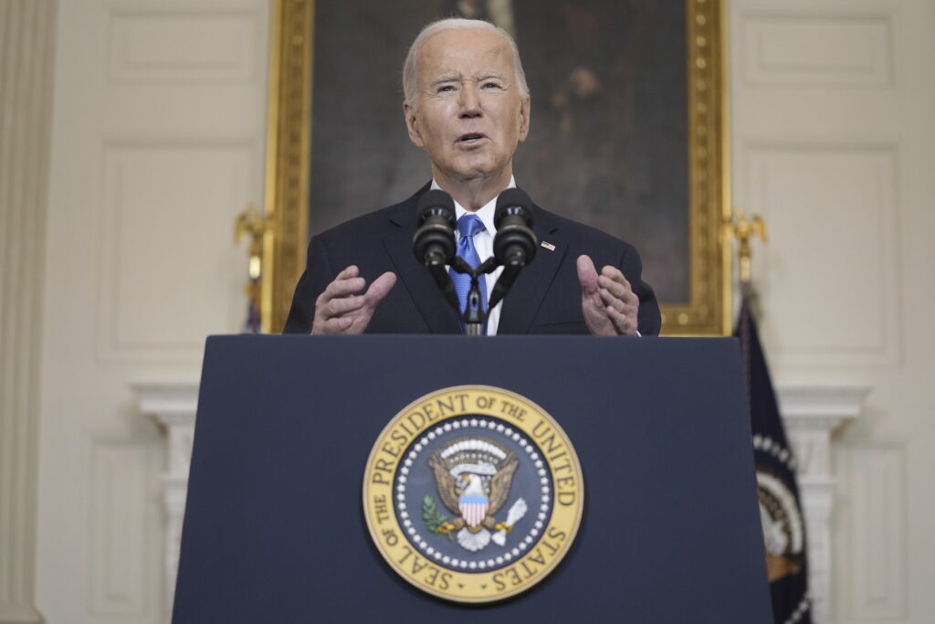 President Biden speaking at a podium