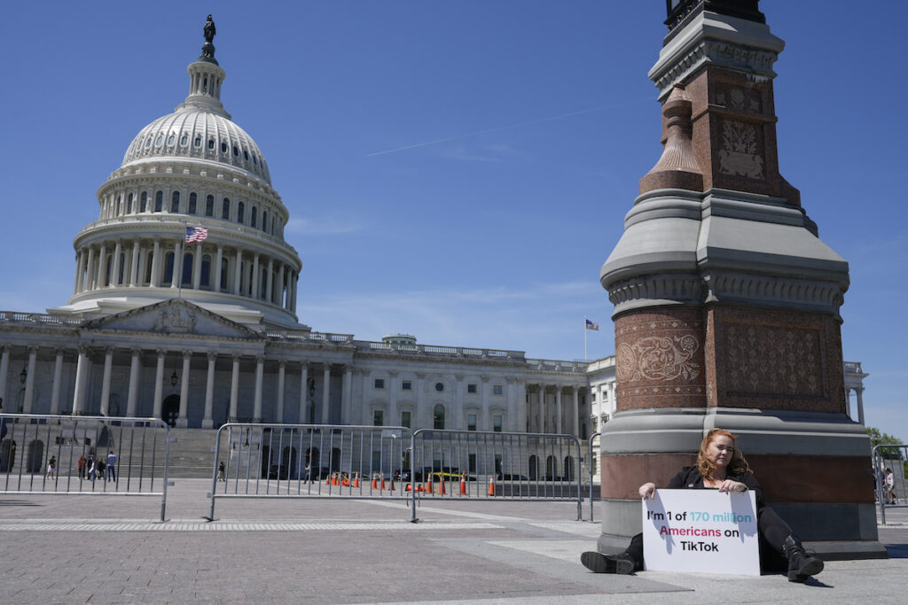 Congress TikTok Jennifer Gay, a TikTok content creator, sits outside the U.S. Capitol