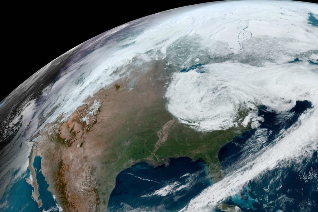 Total Solar Eclipse Weather This satellite image provided by NOAA shows clouds over North America on Thursday, April 4, 2024.