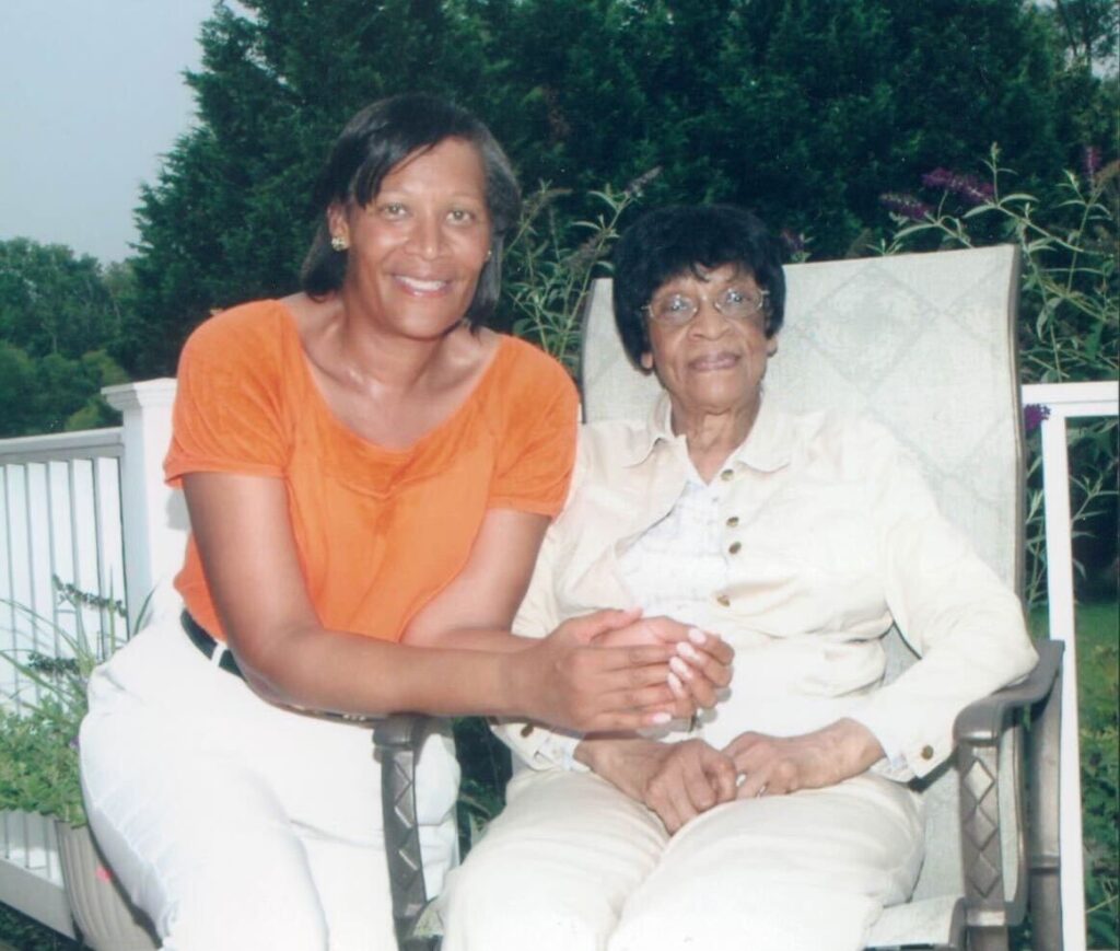 amos-mother-2024-04-06 Carol Amos sitting with Elizabeth T.Boyd